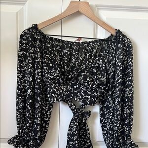Petal & Pup Black and White Floral Blouse